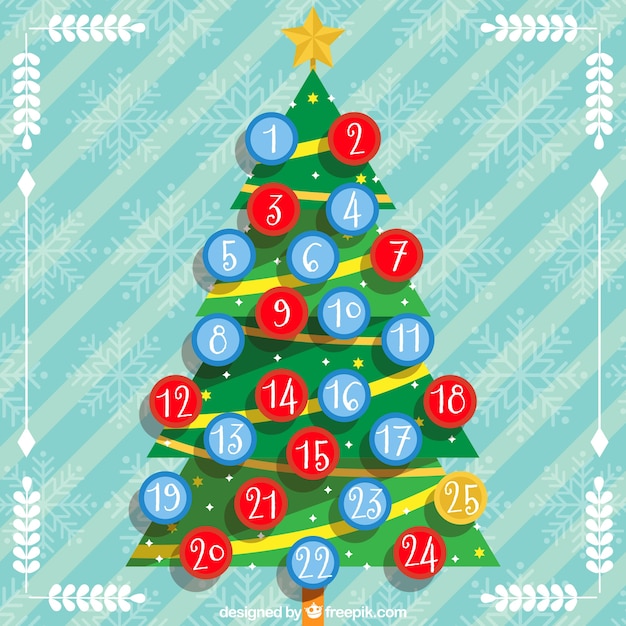 Calendario Avvento Albero Di Natale Calendario dell'avvento albero con palline di natale | Scaricare