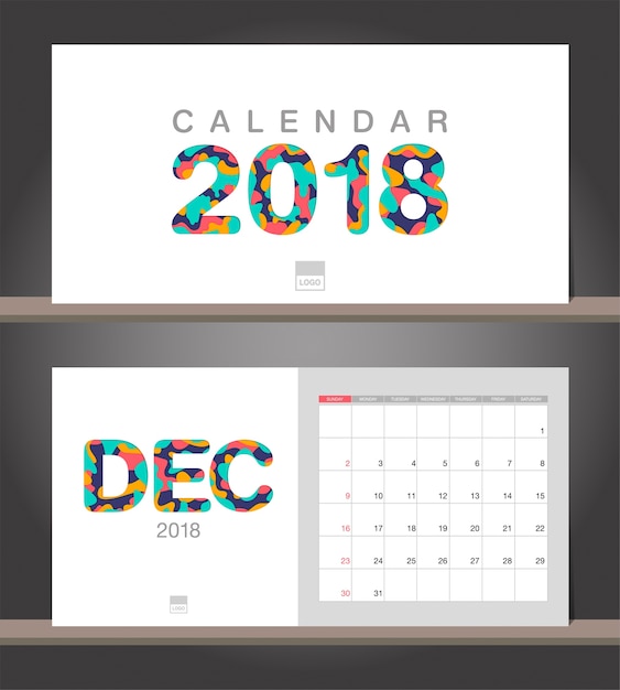 Calendario Dicembre 2018 Modello Di Design Moderno