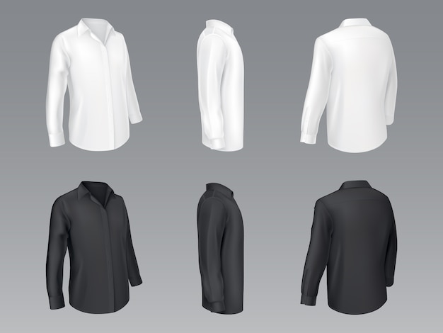 Camicie classiche da uomo in bianco e nero, camicetta da donna Vettore gratuito