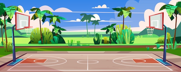 Campo da basket in strada Vettore gratuito