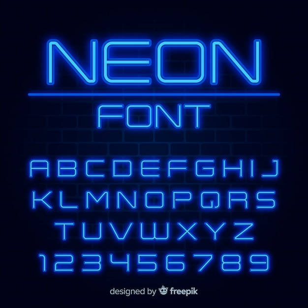 Carattere con alfabeto in stile neon Vettore gratuito