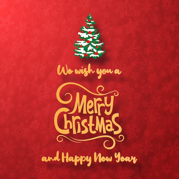 Auguri Di Buon Natale We Wish.Cartolina D Auguri Di Buon Natale E Felice Anno Nuovo Con Albero Di Natale Vettore Premium
