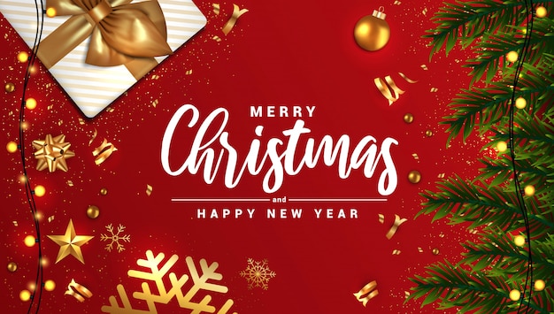 Auguri Di Buon Natale Hd.Cartolina D Auguri Di Buon Natale E Felice Anno Nuovo Vettore Premium