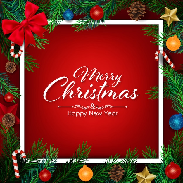 Cartoline Di Natale E Buon Anno.Cartolina D Auguri Di Buon Natale E Felice Anno Nuovo Vettore Premium