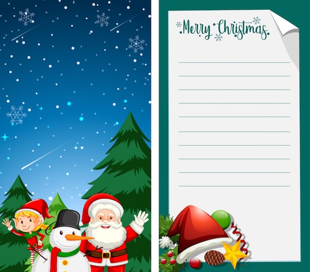 Lettera Buon Natale.Cartolina D Auguri O Lettera Di Buon Natale A Santa Con Il Modello Del Testo Vettore Gratis