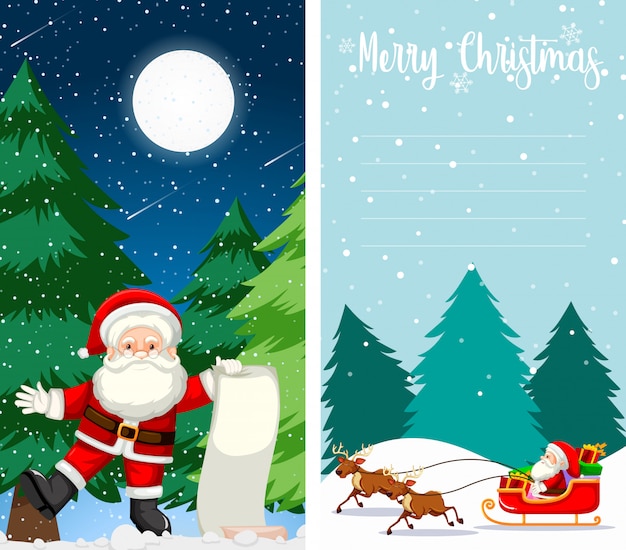 Buon Natale Lettera.Cartolina D Auguri O Lettera Di Buon Natale A Santa Con Il Modello Del Testo Vettore Gratis