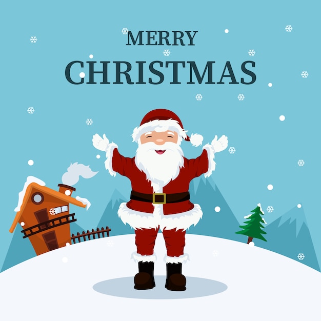 Casa Babbo Natale Polo Nord.Cartolina Di Natale Di Babbo Natale A Casa Nel Polo Nord Vettore Premium