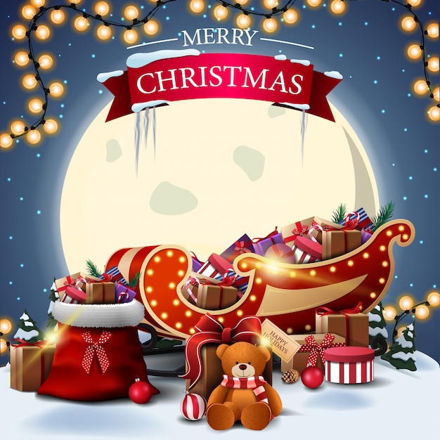 Buon Natale Cartoline.Cartolina Quadrata Di Buon Natale Con Paesaggio Invernale Vettore Premium