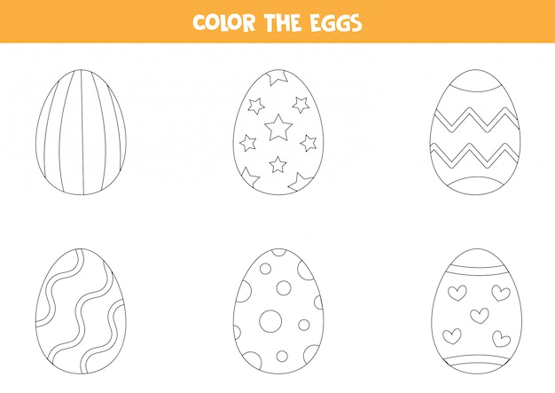 Cartone Animato A Colori Uova Di Pasqua Pagina Da Colorare