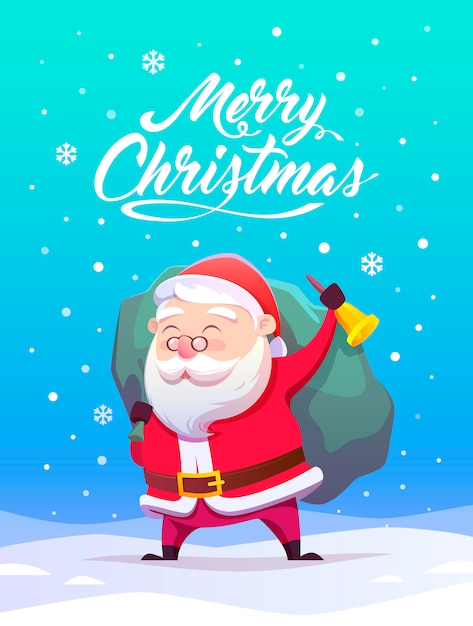 Buon Babbo Natale.Cartoon Babbo Natale Illustrazione Buon Natale E Felice Anno Nuovo Vettore Premium
