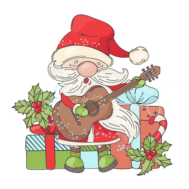 Musica Buon Natale.Chitarra Santa Musica Buon Natale Vettore Premium