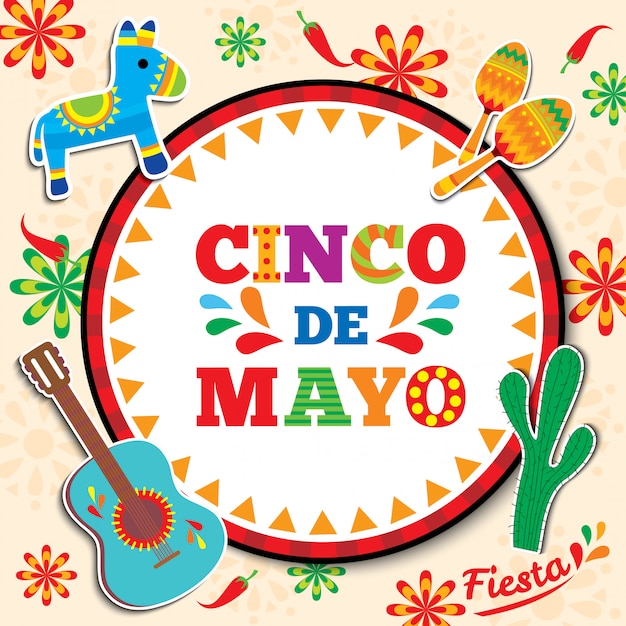 Cinco de mayo card Vettore Premium