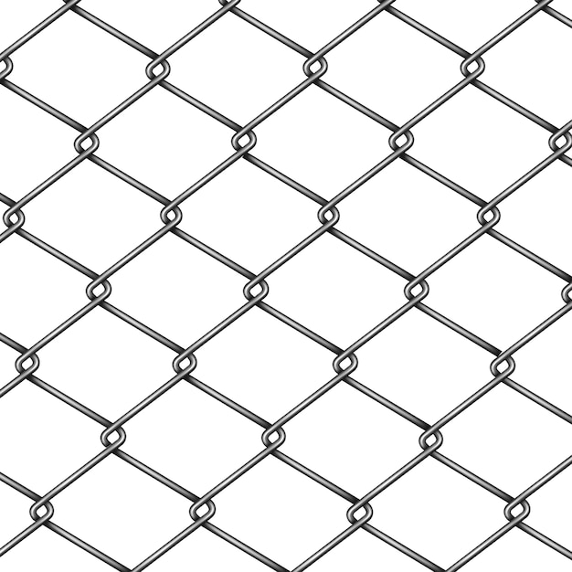 Collegamento a catena, frammento del recinto del rabitz o vettore realistico del modello 3d isolato su fondo bianco. Vettore gratuito