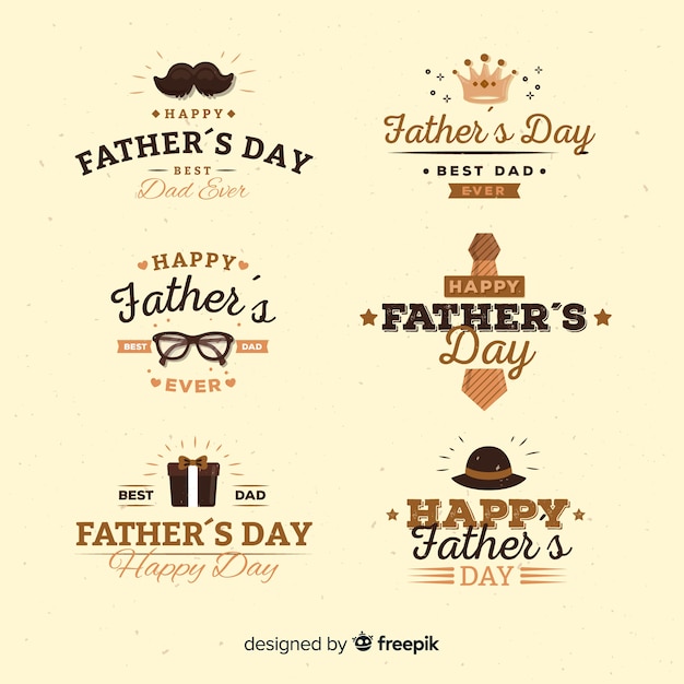 Collezione di badge per la festa del papà Vettore gratuito