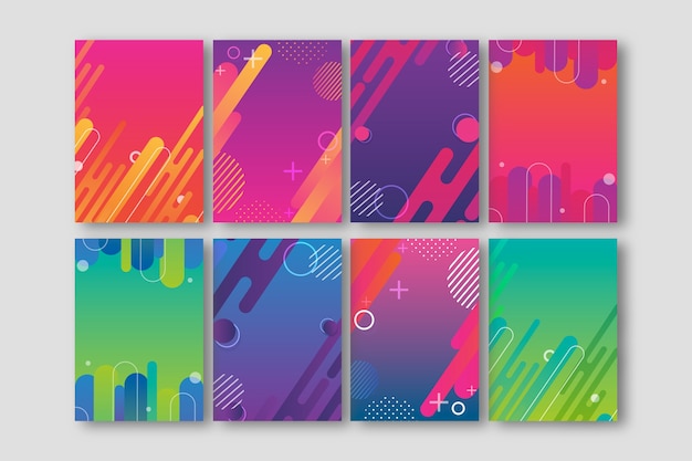 Collezione di copertine di forme astratte dai colori vivaci Vettore gratuito