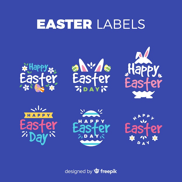 Collezione di distintivi del giorno di pasqua Vettore gratuito
