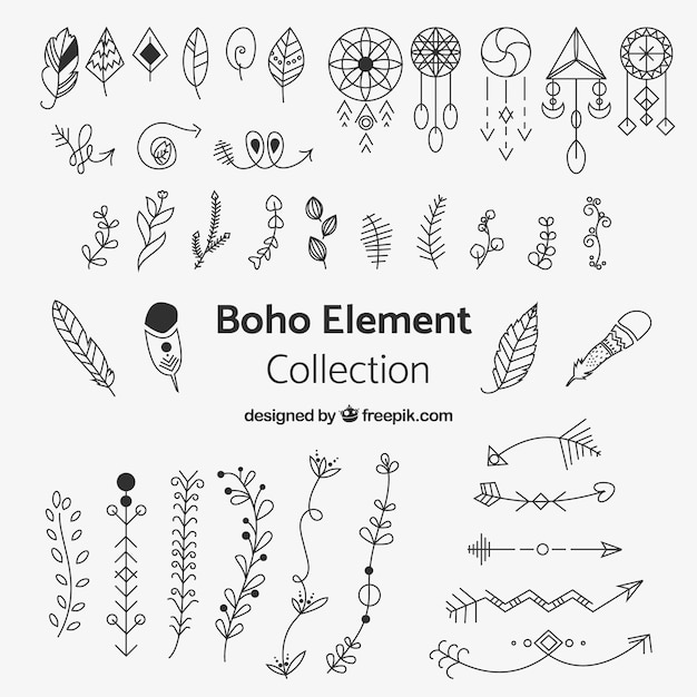 Collezione di elementi boho con design piatto Vettore gratuito