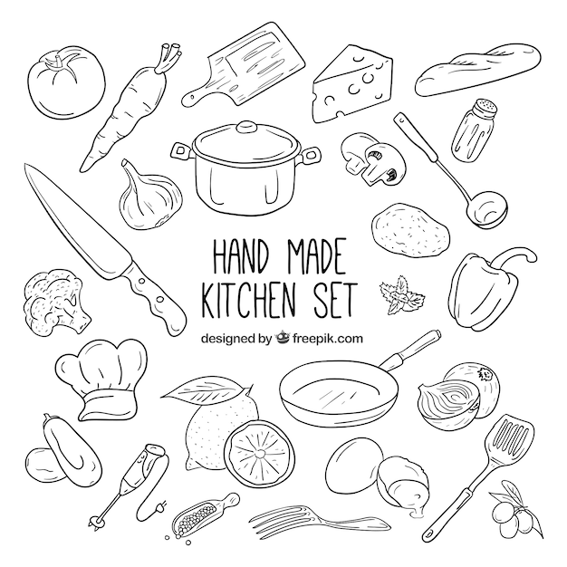 Collezione di elementi da cucina Vettore gratuito