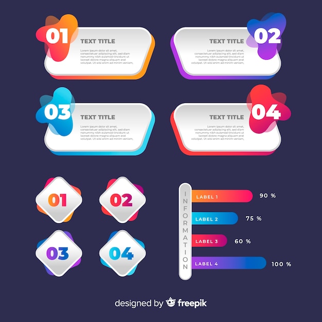 Collezione di elementi infographic gradiente Vettore gratuito