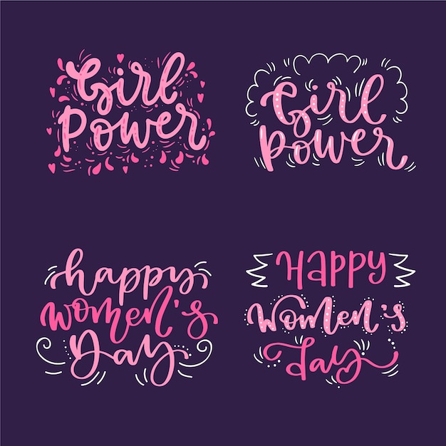Collezione di etichette / badge da donna con scritte Vettore gratuito