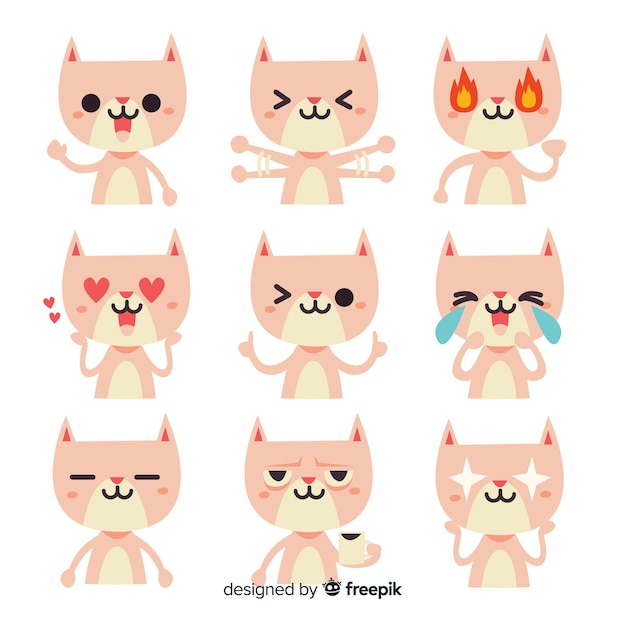 Collezione di gatti kawaii disegnati a mano | Scaricare vettori gratis