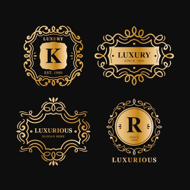 Collezione di logo retrò di lusso Vettore gratuito