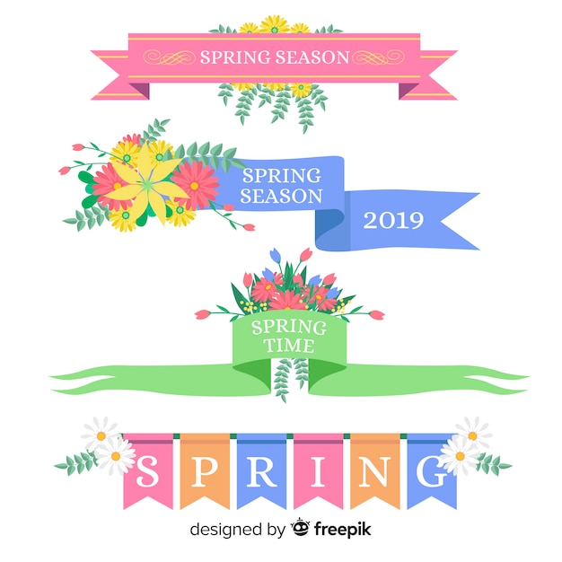 Collezione di nastri di primavera Vettore gratuito