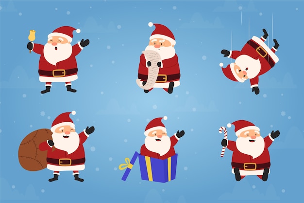 Immagini Di Babbo Natale Animate.Collezione Di Personaggi Dei Cartoni Animati Di Babbo Natale Vettore Gratis