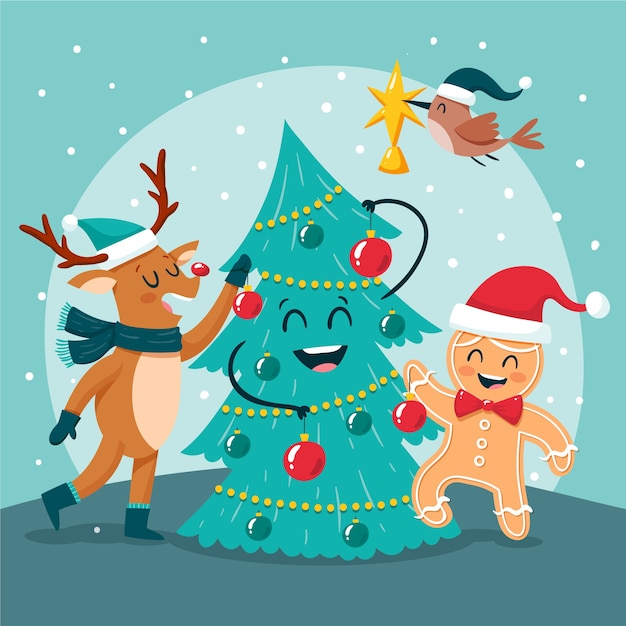 Cartoni Di Natale.Collezione Di Personaggi Dei Cartoni Animati Di Natale Vettore Gratis