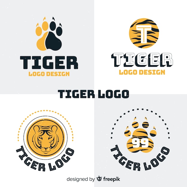 Collezione logo tiger Vettore gratuito