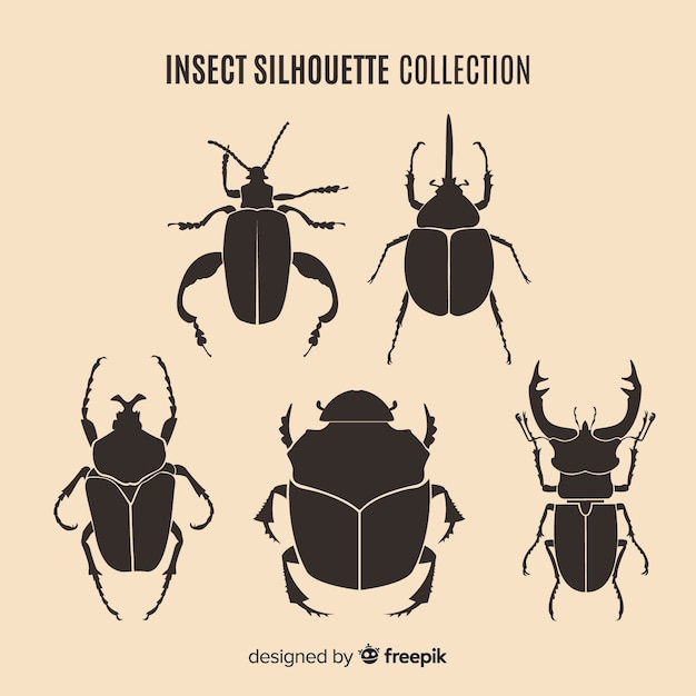 Collezione silhouette di insetti Vettore gratuito