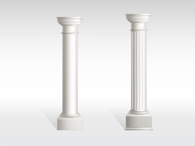 Colonne cilindriche in marmo bianco con superfici lisce e strutturate Vettore gratuito