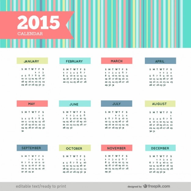 Colorato calendario 2021 Vettore Gratis