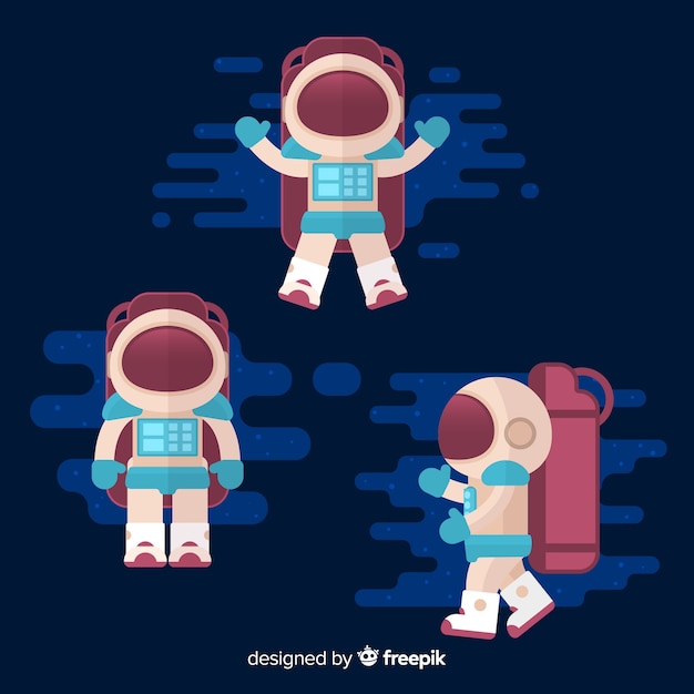 Composizione di astronauta colorato con design piatto Vettore gratuito