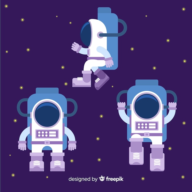 Composizione di astronauta colorato con design piatto Vettore gratuito