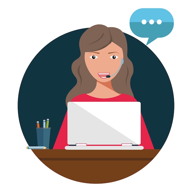 Concetto cliente e operatore, supporto tecnico online 24-7 per pagina web. Vettore Premium