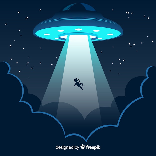 Concetto di abduction ufo con design piatto Vettore gratuito