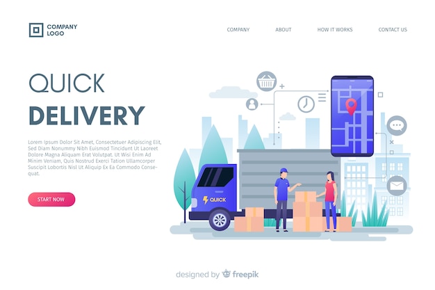 Concetto di consegna design piatto per landing page Vettore gratuito