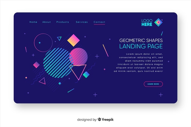 Concetto di landing page con forme geometriche Vettore gratuito