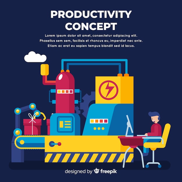 Concetto di produttività moderna con design piatto Vettore gratuito