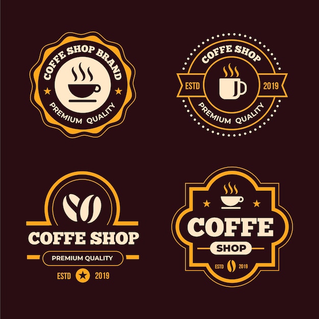 Concetto di raccolta logo retrò caffetteria Vettore gratuito