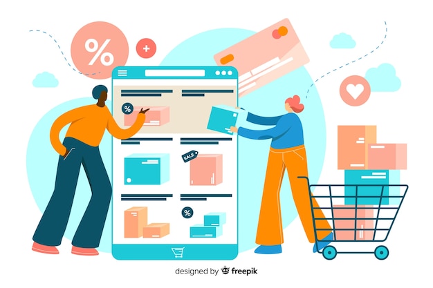 Concetto di shopping online per landing page Vettore gratuito