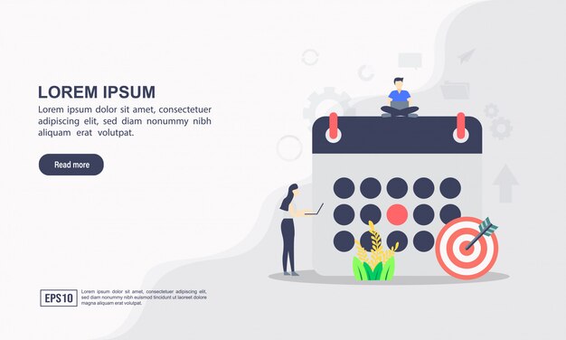 Concetto di template web di landing page di pianificazione Vettore Premium