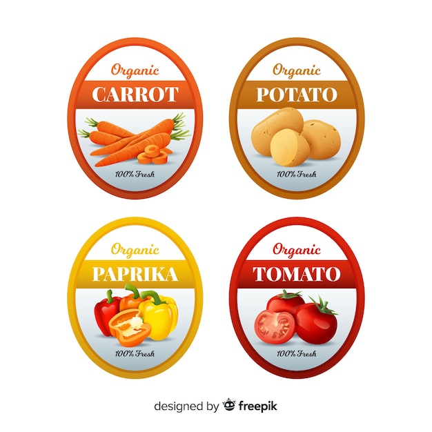 Confezione di etichetta di alimenti biologici realistici Vettore gratuito