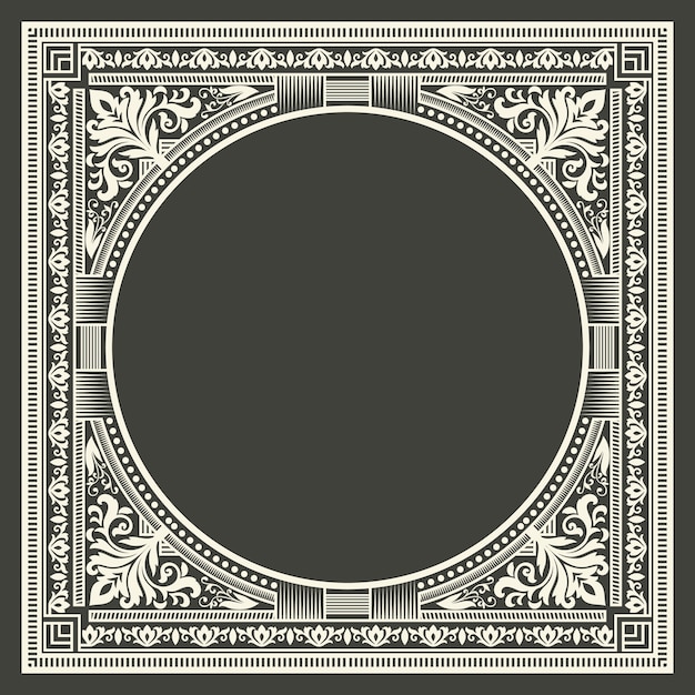Cornice monogramma floreale e geometrico su sfondo grigio scuro. elemento di design monogramma. Vettore gratuito