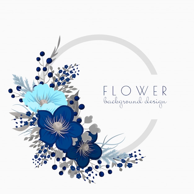 Corona del fiore che disegna la struttura blu del cerchio con i fiori Vettore gratuito