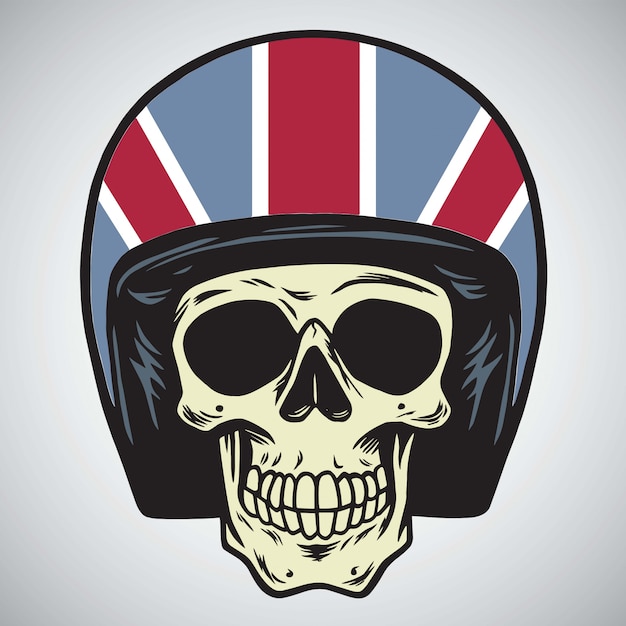 Crani con l'illustrazione di vettore del casco del motociclo dell'inghilterra Vettore Premium