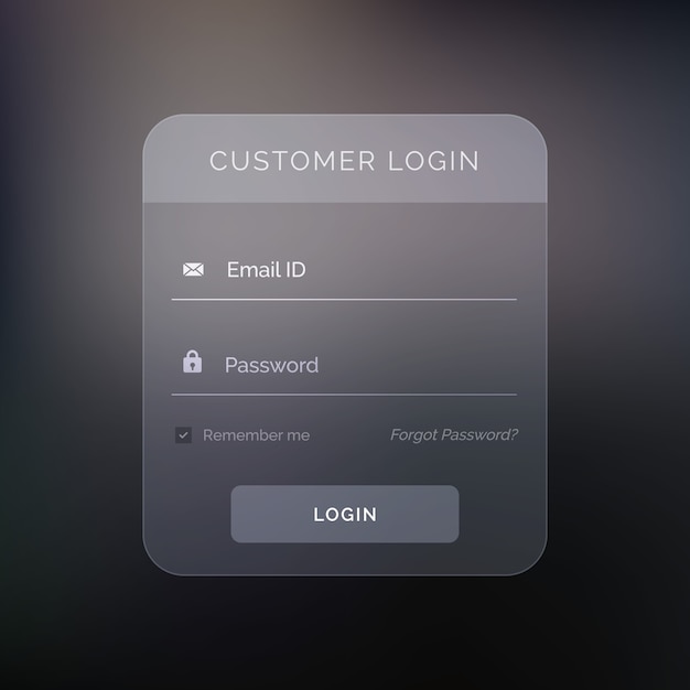 Creativo scuro modello di progettazione form di login  