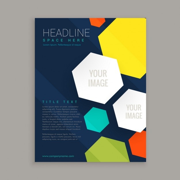 Design brochure affari con forme esagonali colorate Vettore gratuito