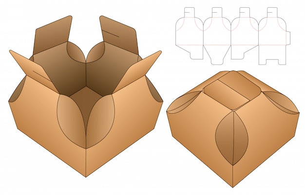 Design del modello fustellato di imballaggio della scatola. Vettore Premium